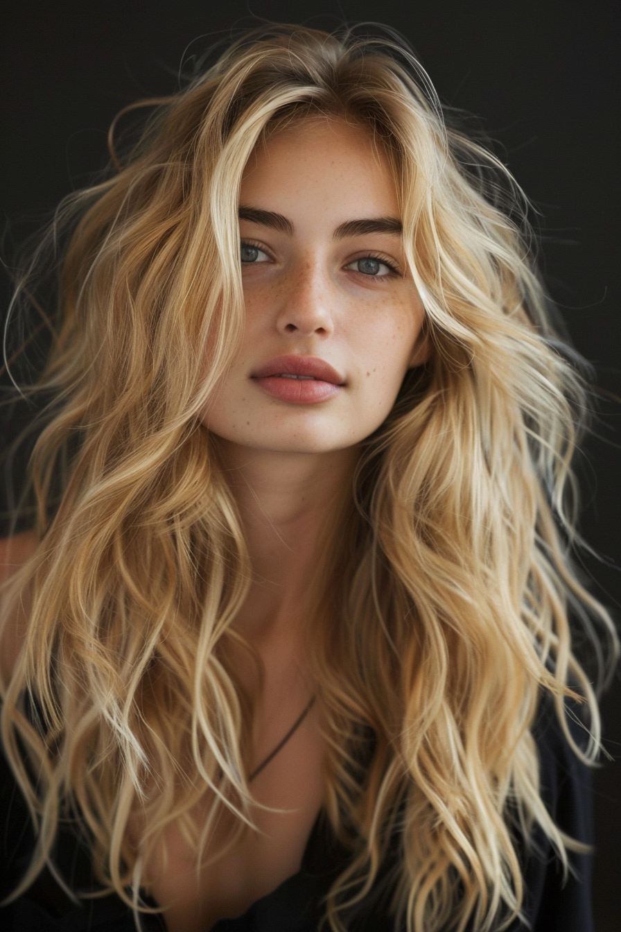 Dirty Blonde Hair Hairstyle. Loose, naturally tousled waves.