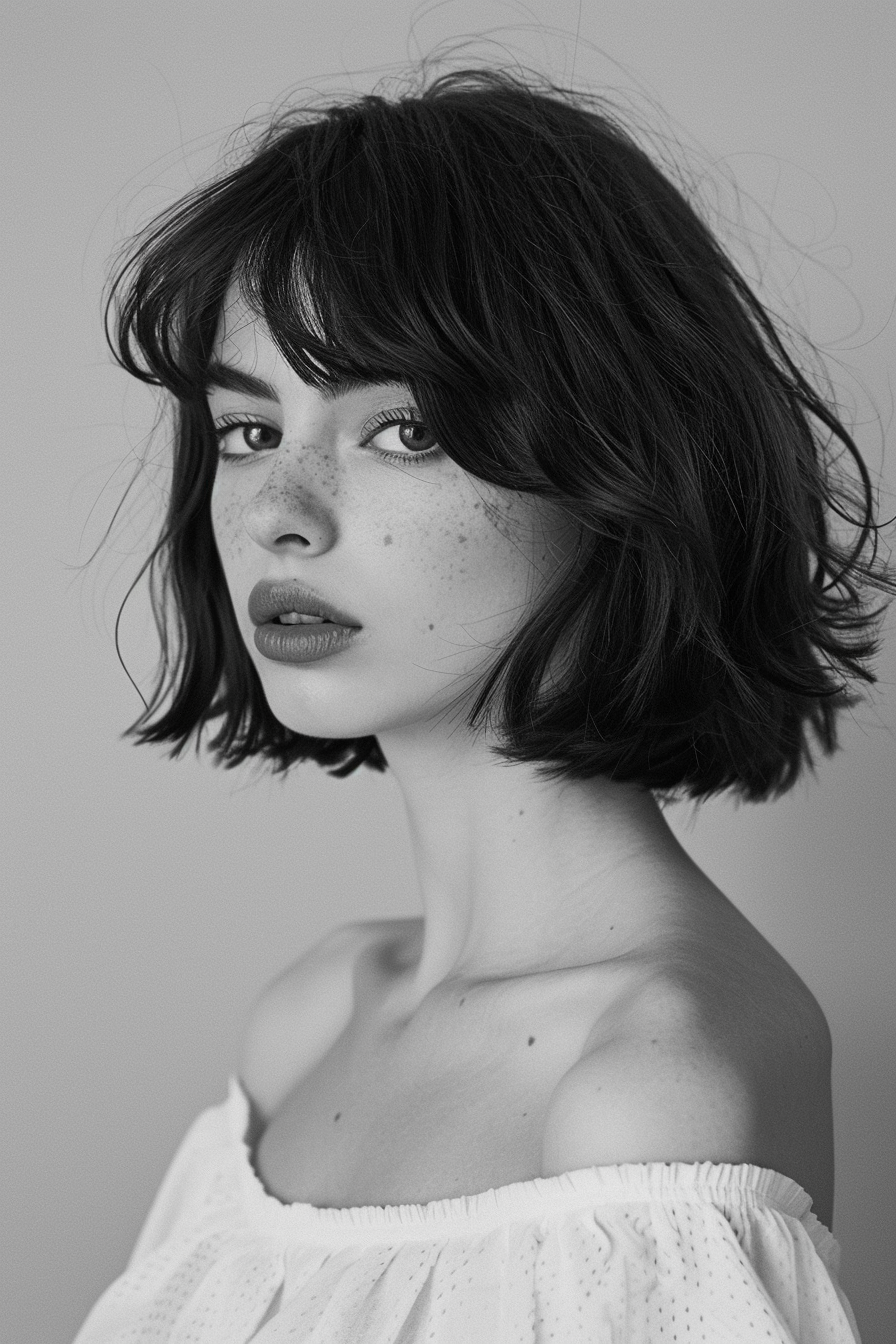 Summer hairstyle. Bob cut with textured angles and gentle waves.