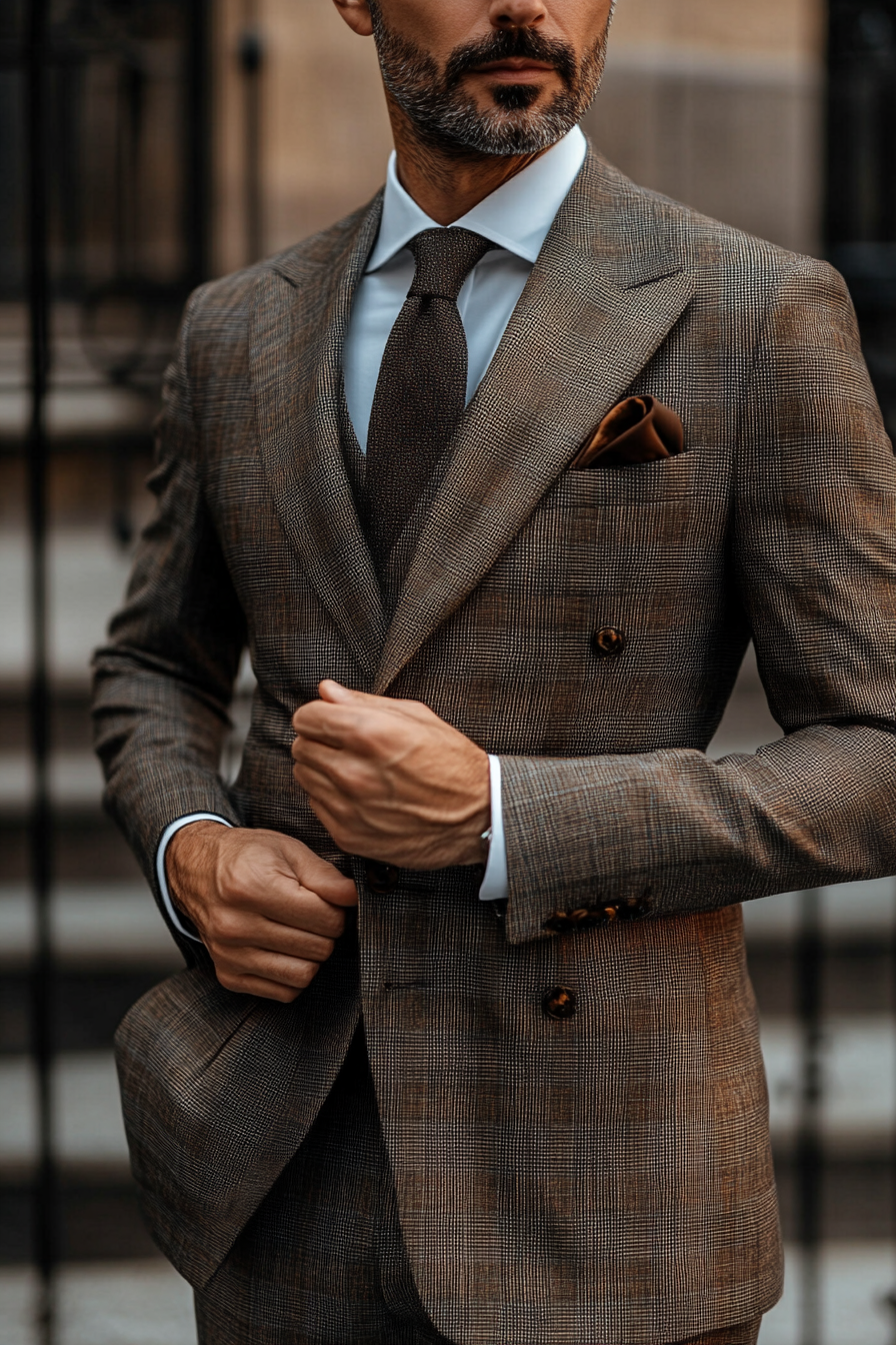 Men's classic style. Suit with subtle gradient colors and modern tailoring techniques.