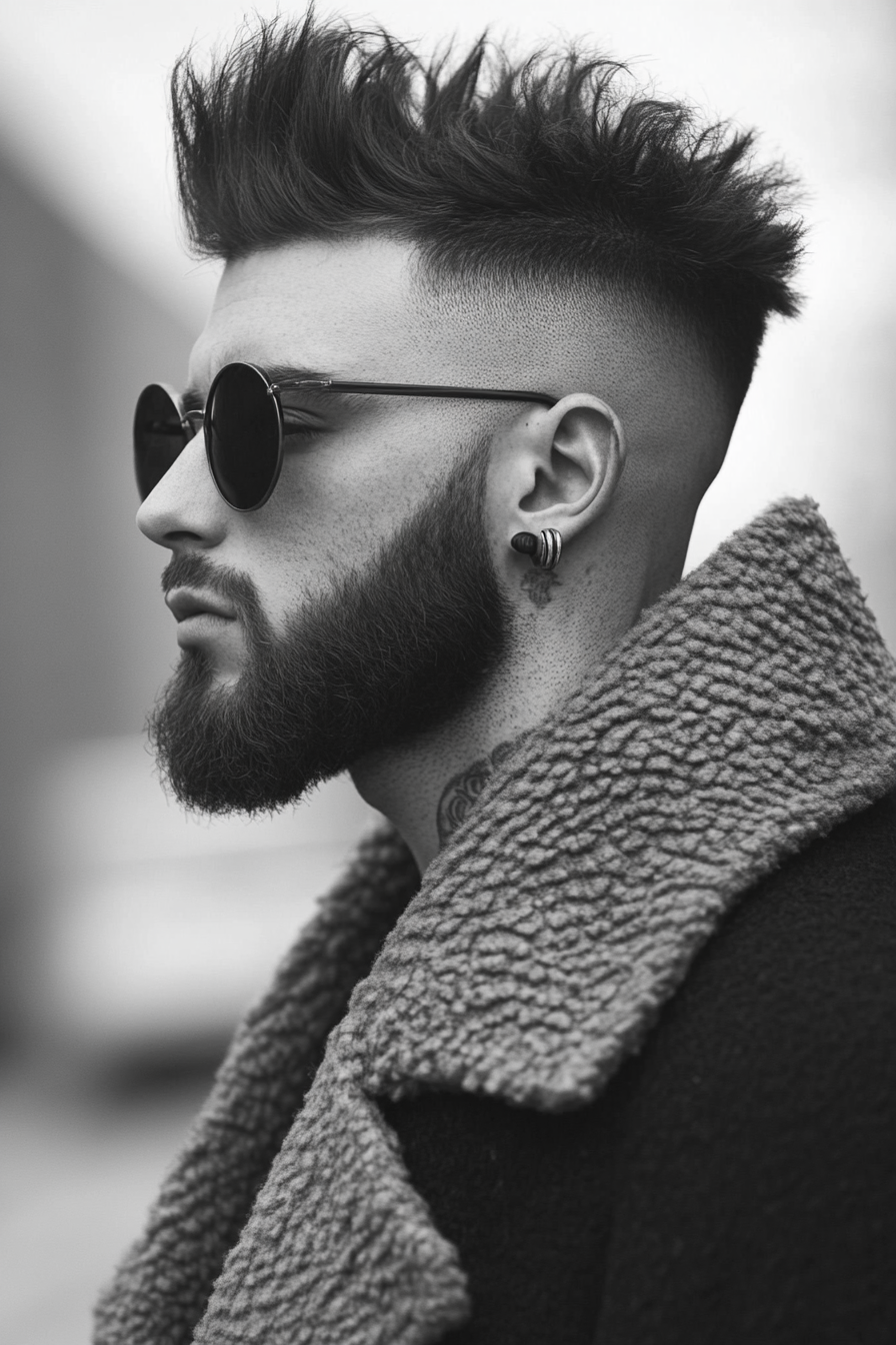 Men's edgy style. High-top fade with disconnect undercut.