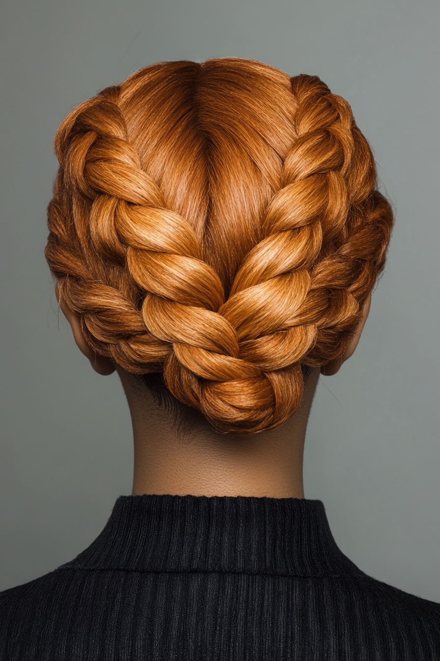 Women's Braided style. Halo braid with rosemary scalp front.