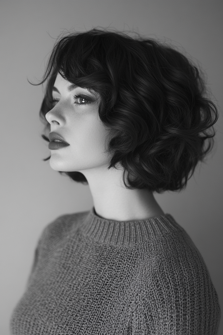 Women's Soft Style. Razor cut layered bob with soft curls.