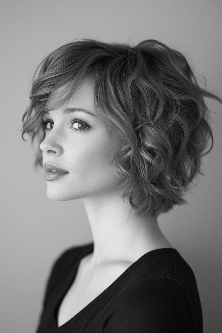 Women's Soft Style. Layered bob with soft curls.