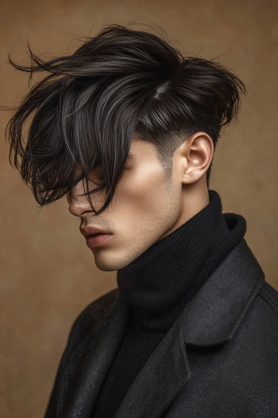 Men's Modern Style. Layered undercut with styled back hair.