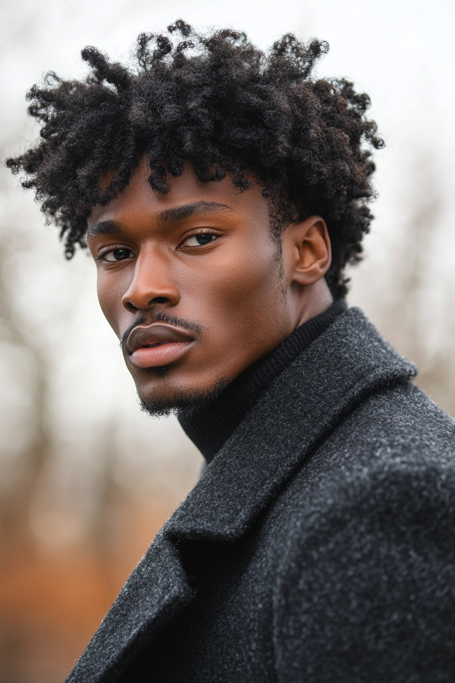 Men's curly style. Coiled curls with shea butter hydration method.