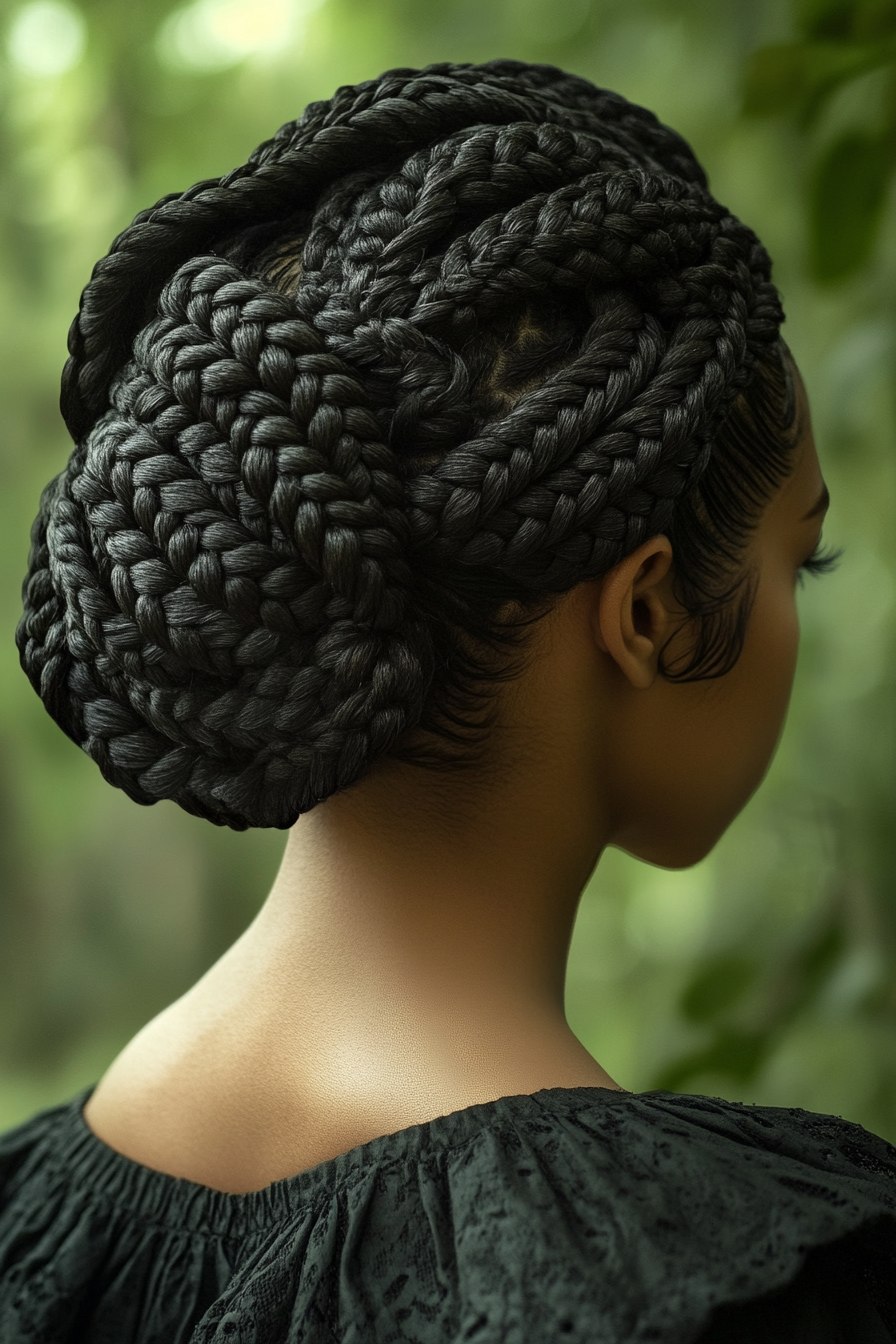 Women's Braided Style. Braid crown intertwined with smaller intricate micro braids.