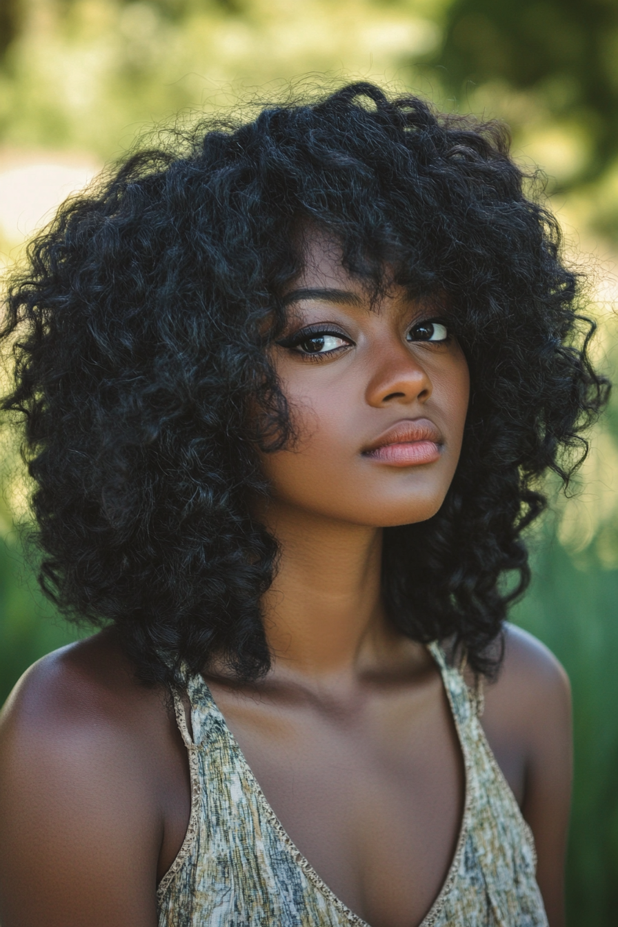 Natural women's style. Loose curls with a layered trim.