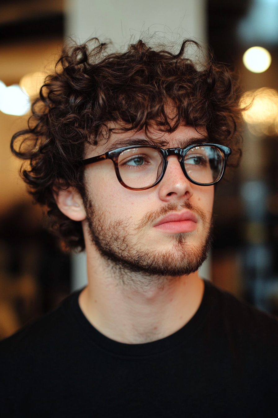 Curly men's style. Defined undercut with hydrating curl gel.