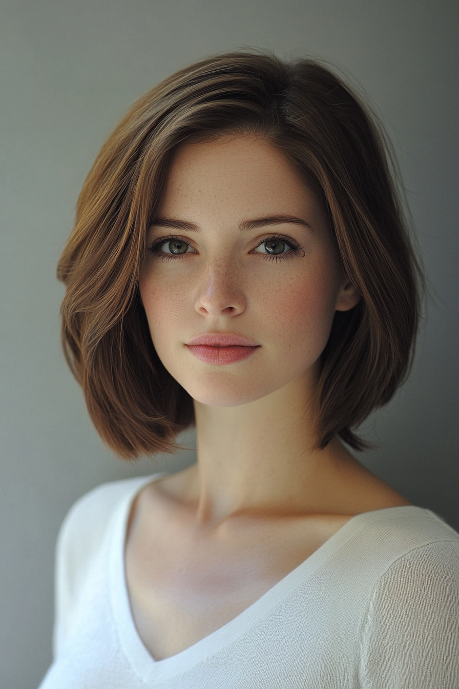 Natural Style women's cut. Chin-length bob with smooth layers.