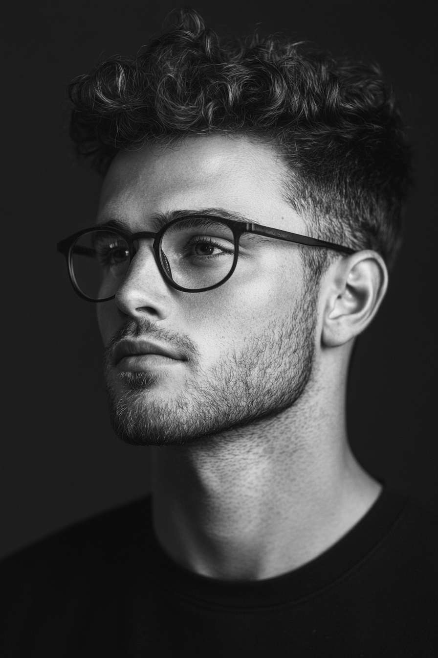 Men's Texture Style. Fade cut with well-defined tight curls.