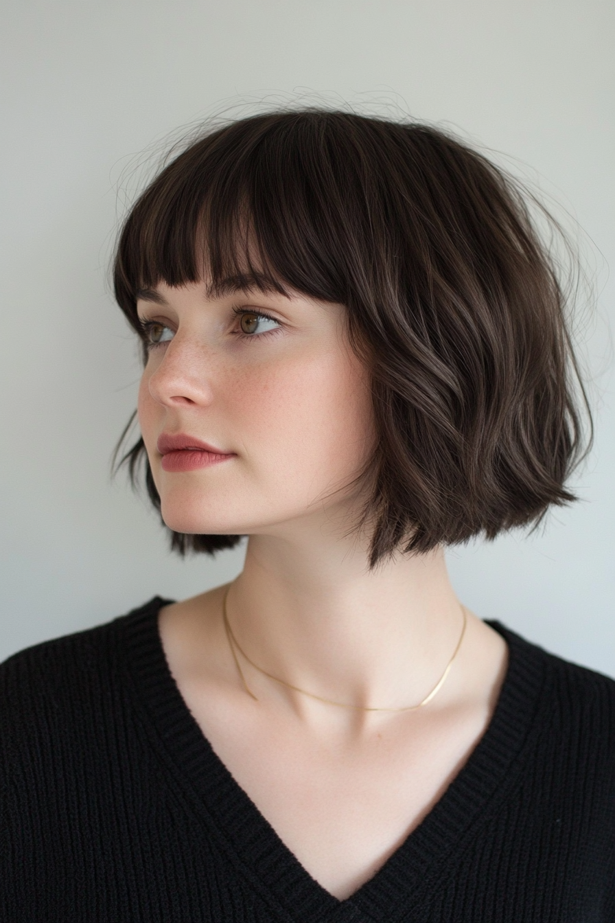 Women's soft style. Slow tapered bob with textured fringes.